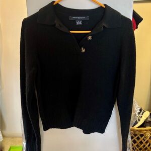 French Connection Black Polo Collared Knit Sweater XS